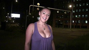 Insane PUBLIC street orgy with a busty girl with big tits through car window